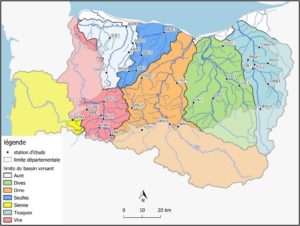 Localisation des bassins d’étude et des stations échantillonnées