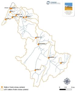 Localisation des 13 stations du réseau optimisé du Chéran