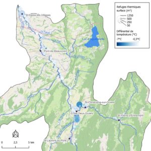 Figure 11 : répartition des tâches froides pondérées par leur surface et par leur différentiel thermique 